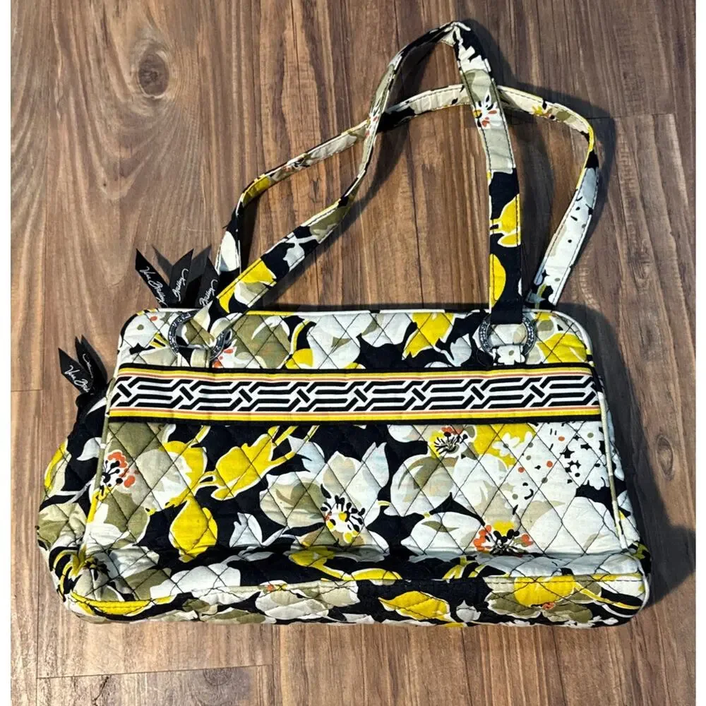 Vera Bradley Dogwood Handbag Purse Yellow And Black‎ Floral Pattern